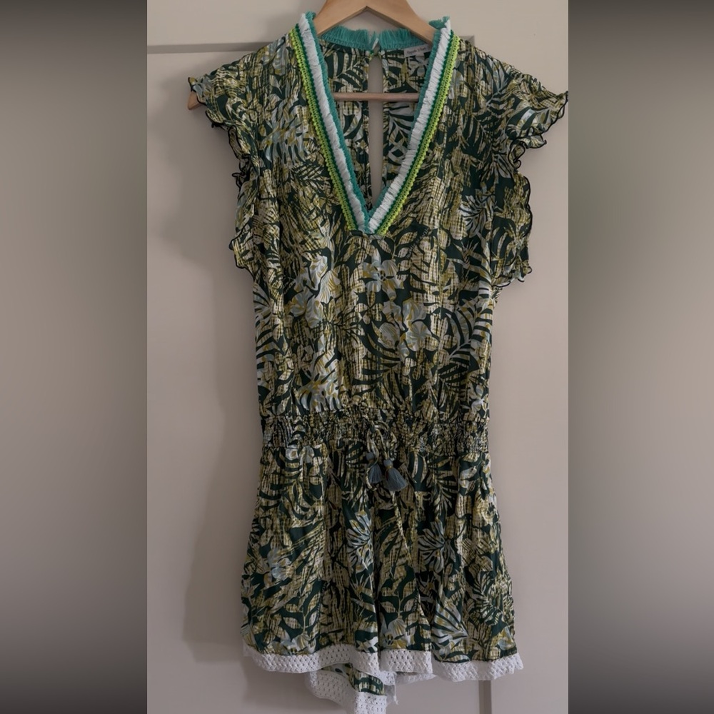 Poupette St. Barth Floral Knit Drawstring Romper